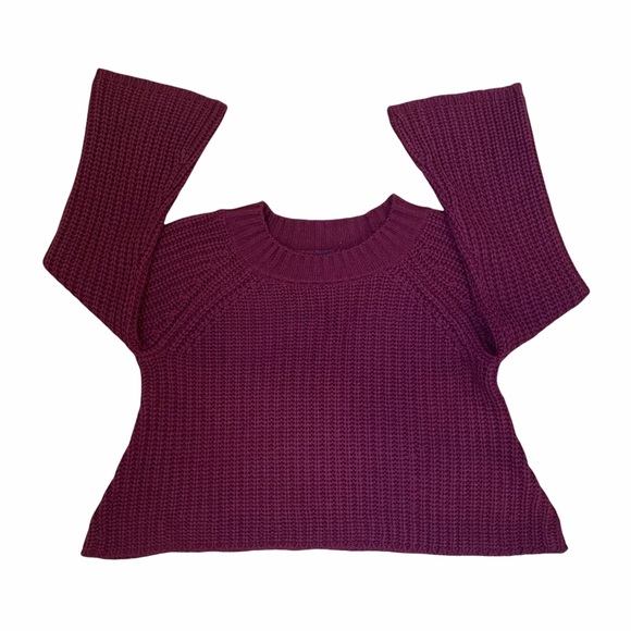 Urban Heritage Sweaters - Chunky Knit Burgandy Semi-Cropped SweaterWomen Size L